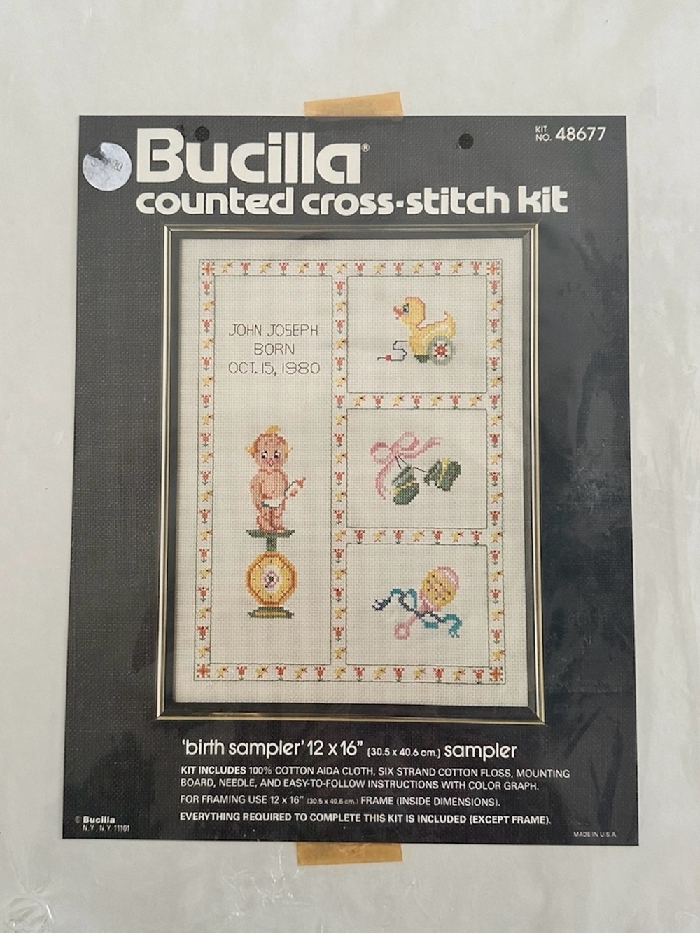 Bucilla Counted Cross-Stitch Birth Sampler - Pastel Baby Motifs 48677